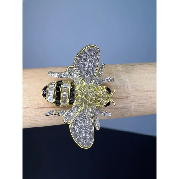 Bumblebee gold over sterling silver CZ ring size 9 - Picture 9 of 11